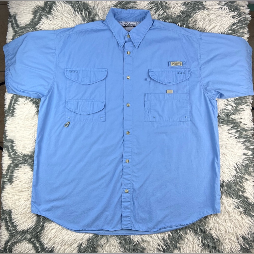 Columbia Men’s Blue Outdoor Button Up Fishing Shirt PFG Size XL Venting
